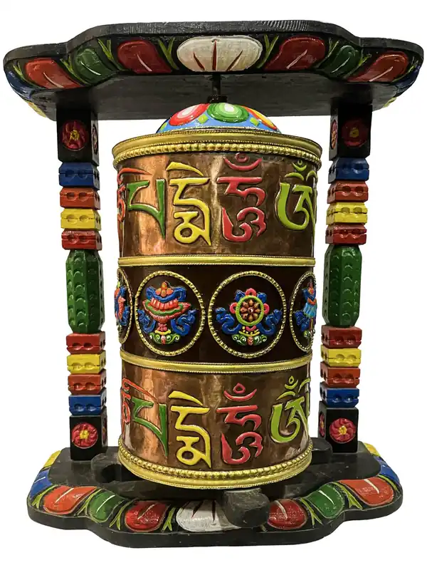 Roue de prière bouddhiste de 40 cm