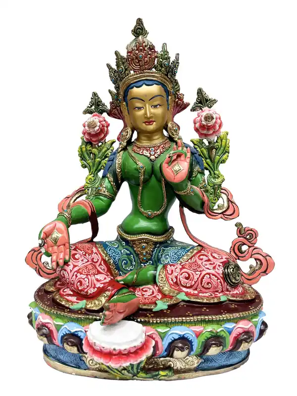 Statue de la Bouddha Féminine Artisanale – Tara Verte