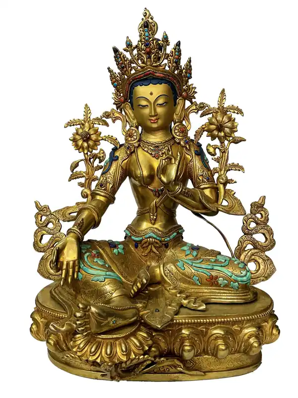 Statue bouddhiste de la déesse verte Tara