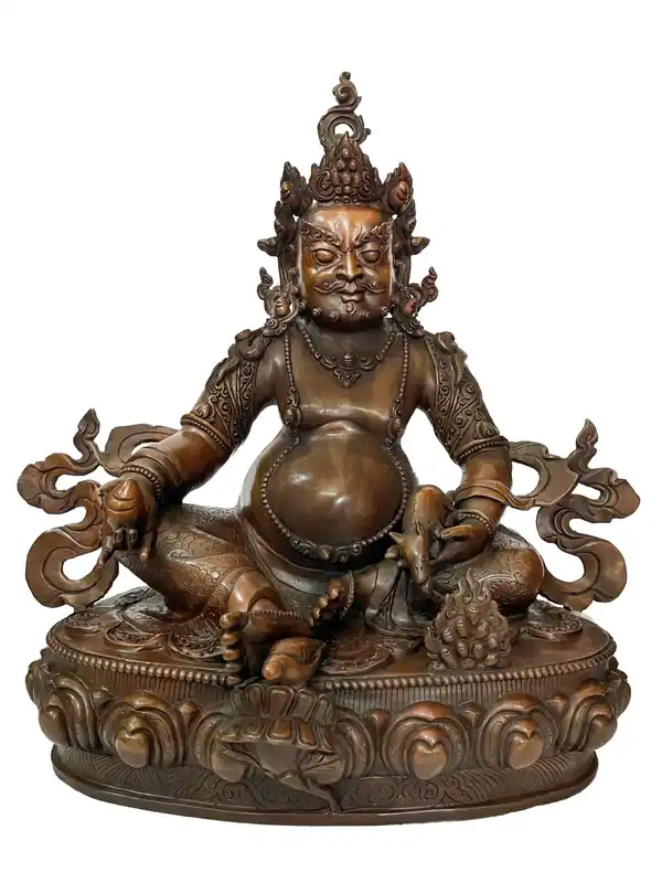 Statue bouddhiste de Jambhala jaune – La divinité de la richesse