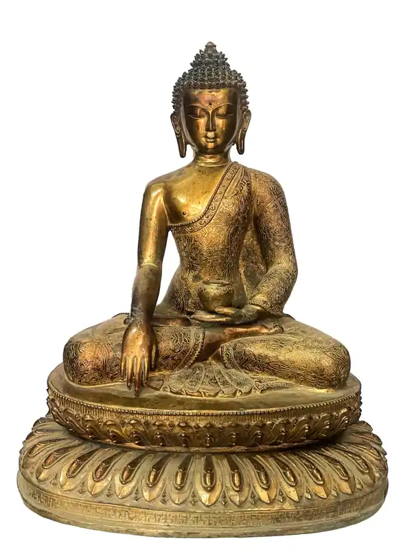 La statue du Bouddha Shakyamuni heureux