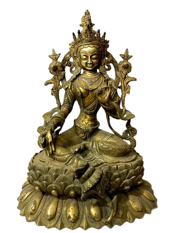 Statue bouddhiste de la Mère Tara Verte