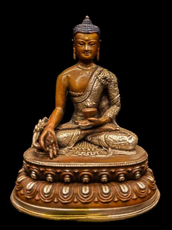 Statue du Bouddha de la Médecine magnifiquement sculptée à la main.