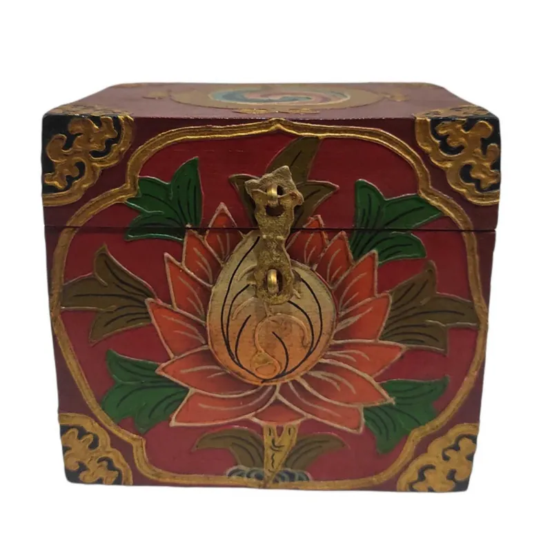 Traditionnel tibétain en bois avec motif de lotus