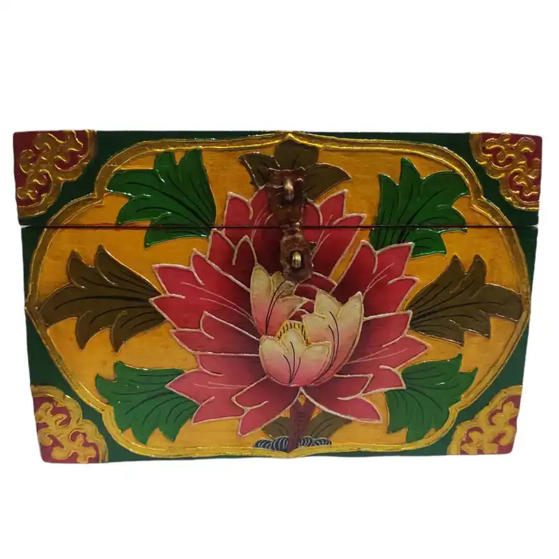 Boîte tibétaine en forme de lotus