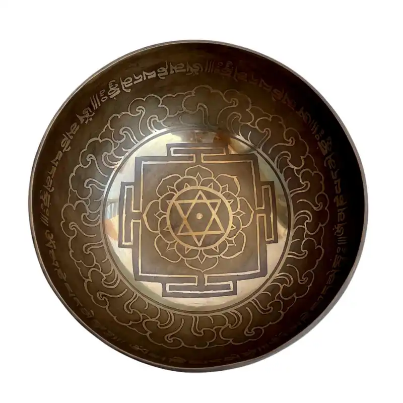 Bol chantant avec une gravure du Sri Yantra