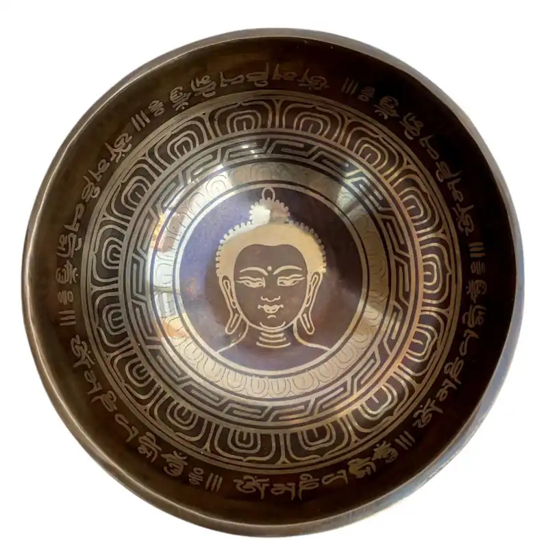 Bol chantant avec la tête de Shakyamuni Bouddha