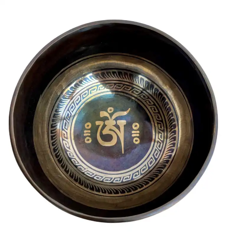 Antique Singing Bowl with Om Carving