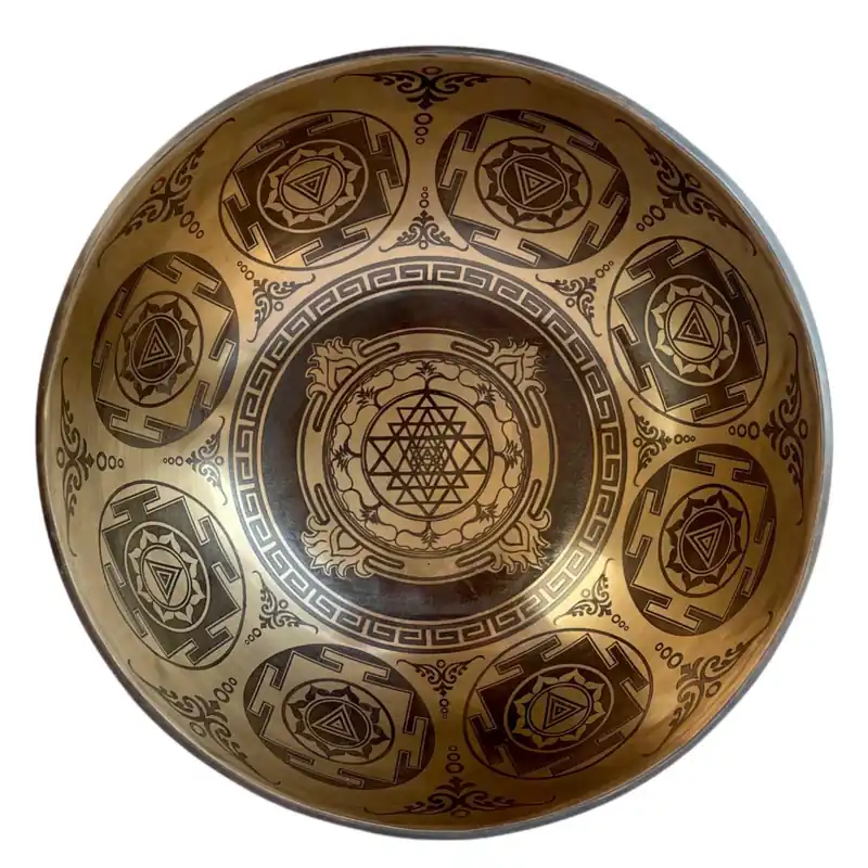 Bol chantant Jambati finement sculpté avec Sri Yantra