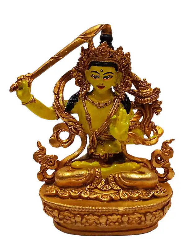Sculpture tibétaine sculptée à la main – Statue de Manjushri