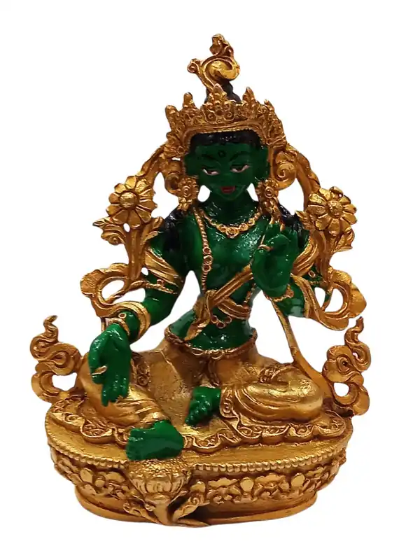 Statue de la déesse verte Tara faite à la main