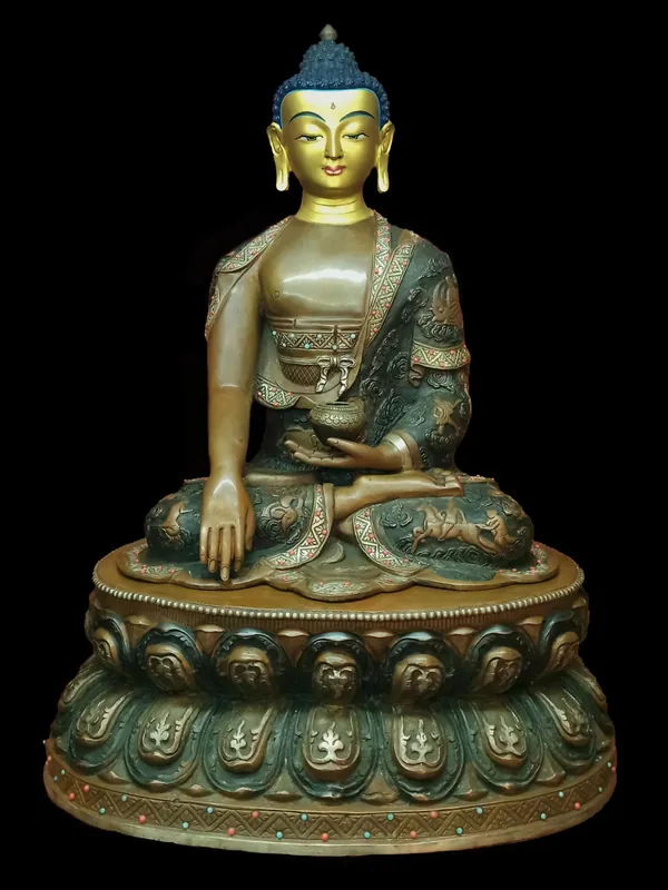 Statue tibétaine de Siddhartha Shakyamuni Bouddha