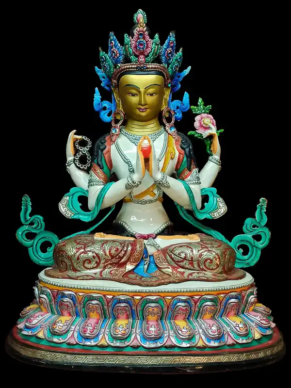 Statue traditionnelle du Bodhisattva Chenrezig