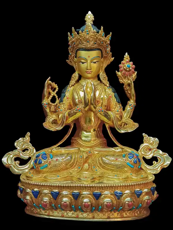 Statue tibétaine de Chenrezig, Bodhisattva de la Grande Compassion