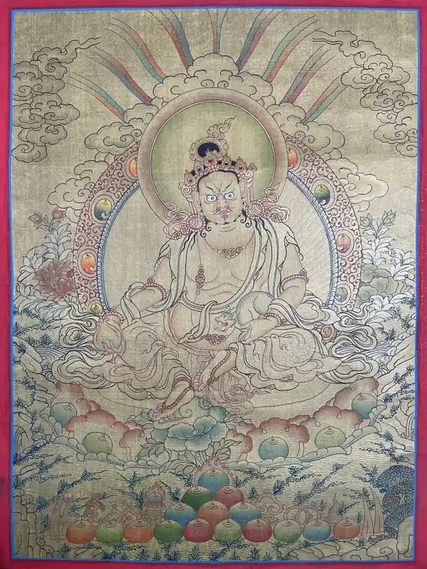 Peinture bouddhiste de Jambhala Jaune