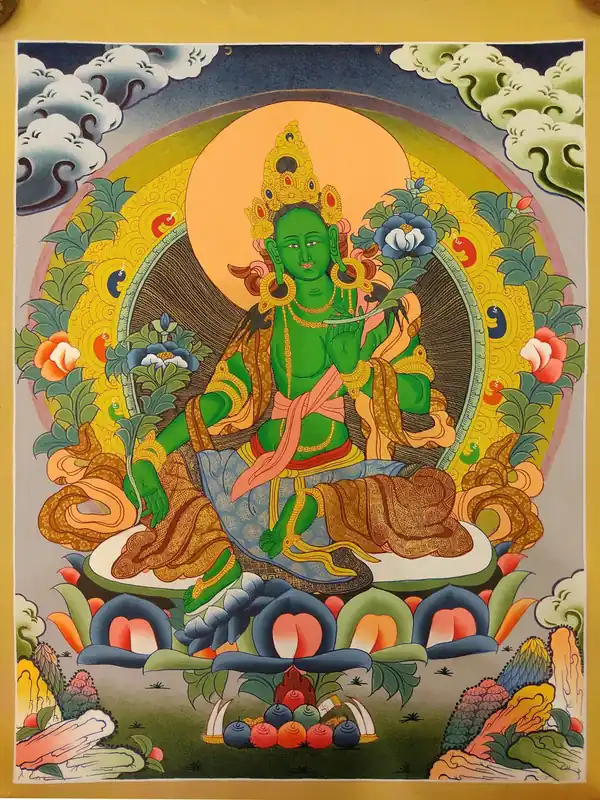 Thangka bouddhiste de Tara Verte