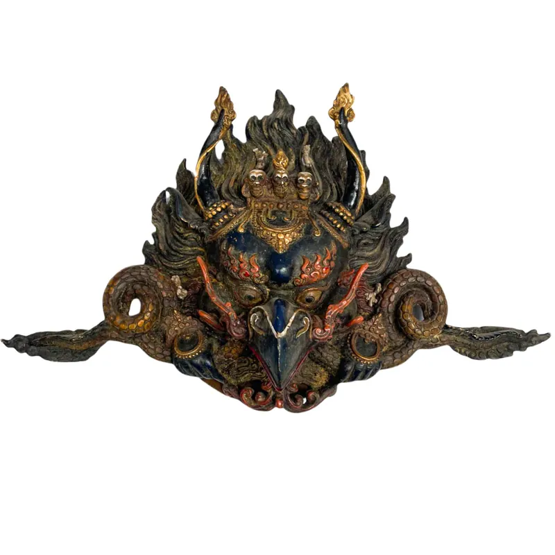 Masque en bois antique de Garuda – Peinture bleue