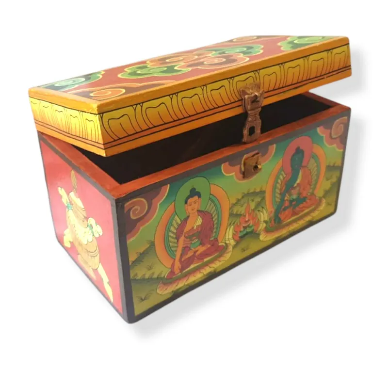Boîte tibétaine avec Bouddha peint