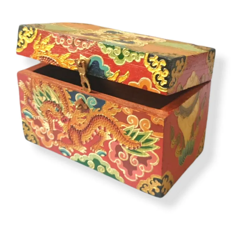 Coffret tibétain peint de dragon