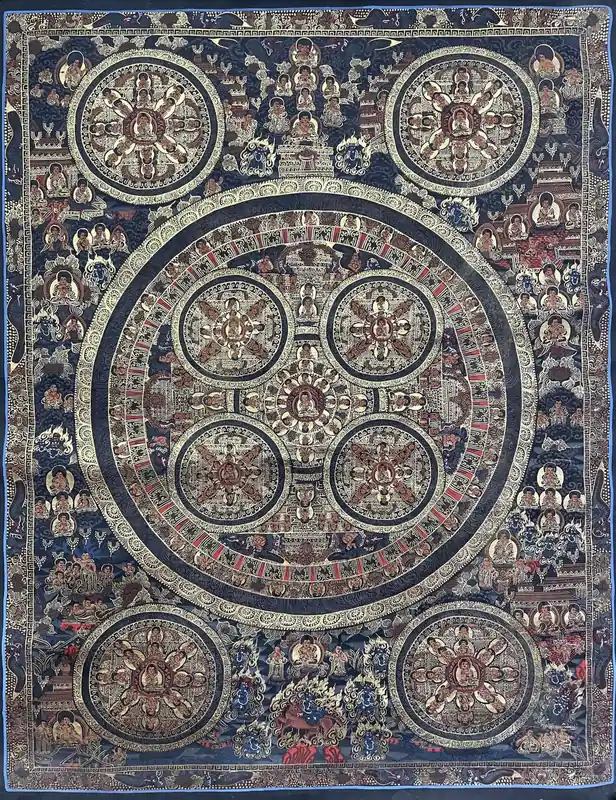 Thangka de 75 cm sur la vie du Bouddha
