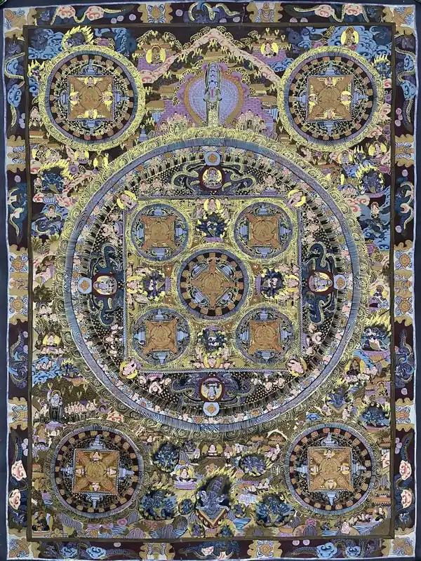 Thangka de la vie du Bouddha de 80 cm