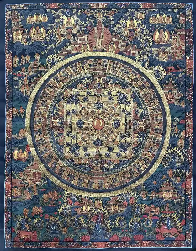 Thangka de 74 cm sur la vie du Bouddha