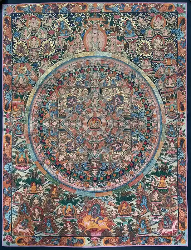 Thangka de 60 cm sur la vie du Bouddha