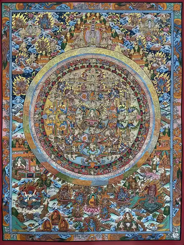Art de la peinture traditionnelle du mandala du Bouddha Shakyamuni