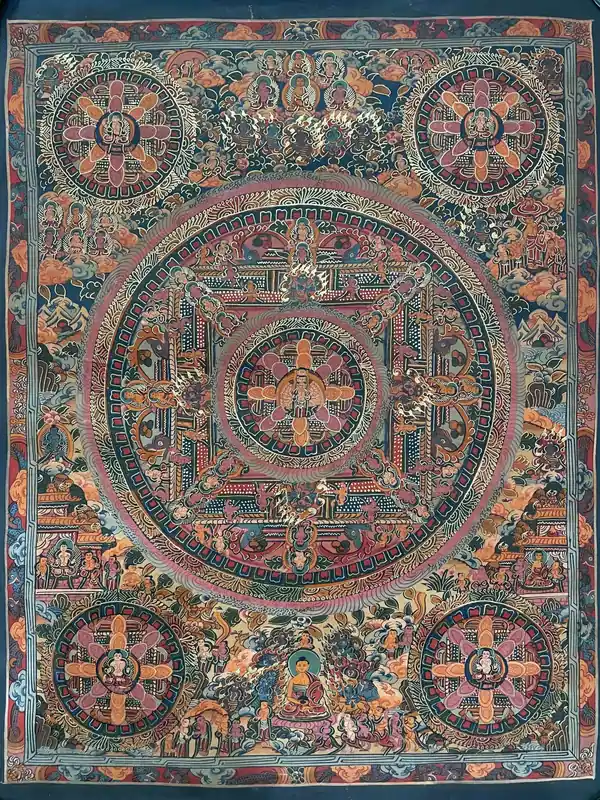 Peinture d’art mandala bouddhiste du Bouddha Shakyamuni