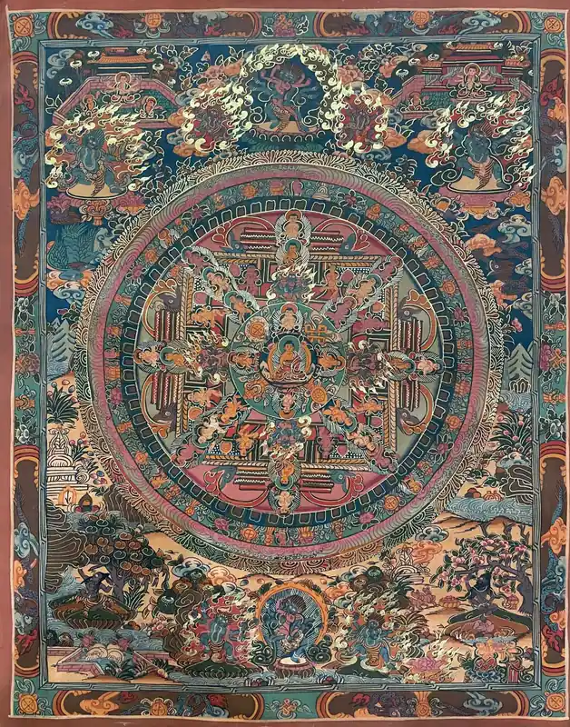 Art thangka du mandala rituel de Shakyamuni Bouddha