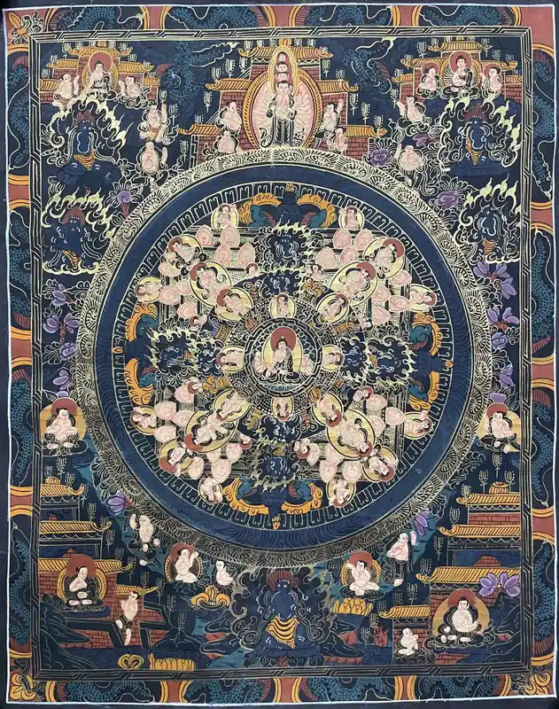 Art thangka traditionnelle du mandala de Shakyamuni Bouddha