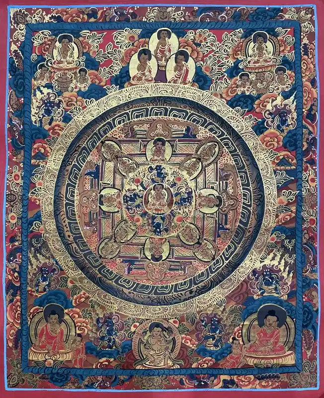 Peinture traditionnelle de mandala bouddhiste