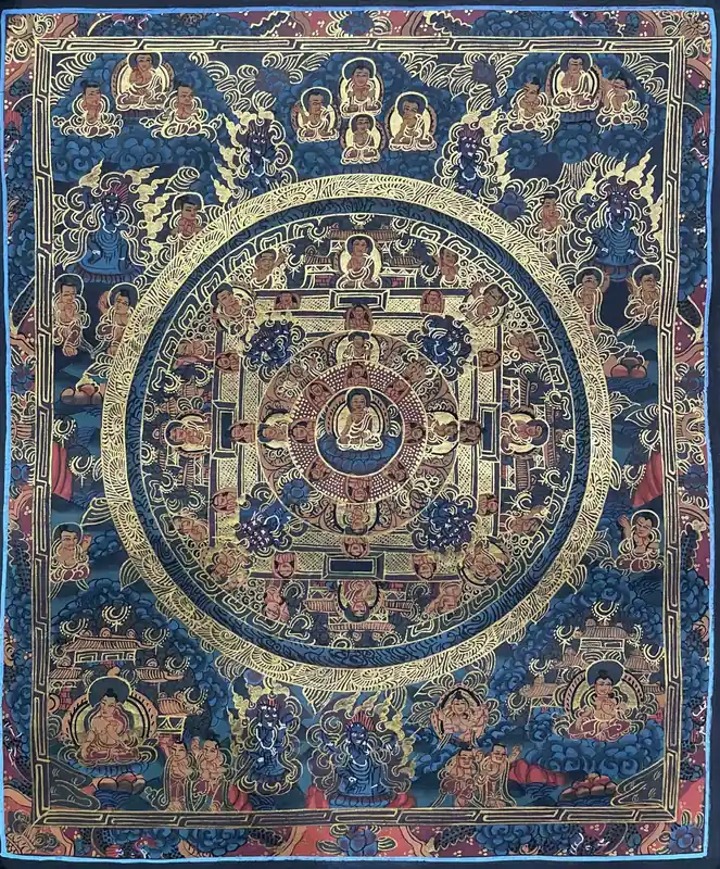 Peinture traditionnelle de mandala du Bouddha Shakyamuni