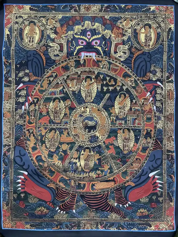 Art du Thangka de la Roue de la Vie Bouddhiste