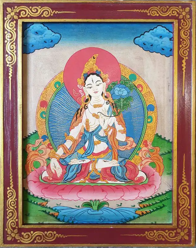 Peinture de la Tara Blanche dans un cadre en bois