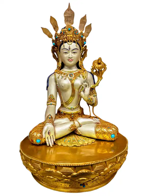Statue de la déesse Tara Blanche assise