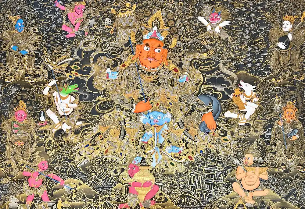 Art rituel de Thangka de Jambhala