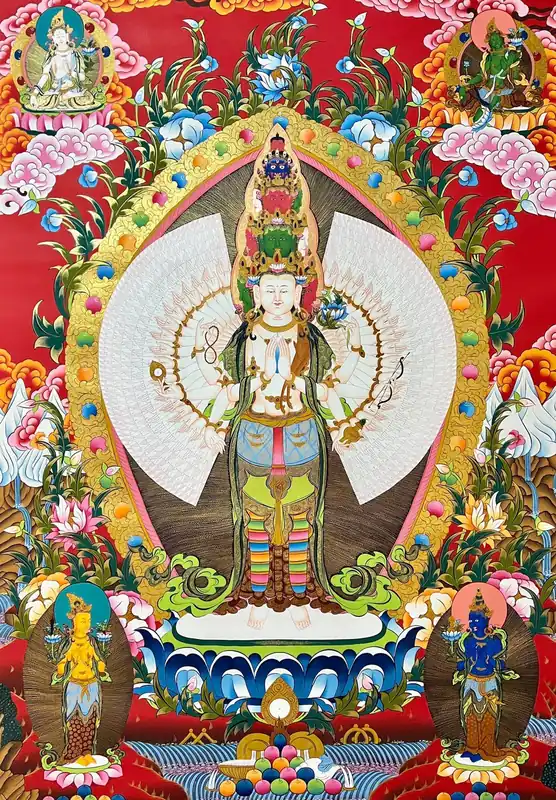 Avalokitesvara with Green Tara Thangka