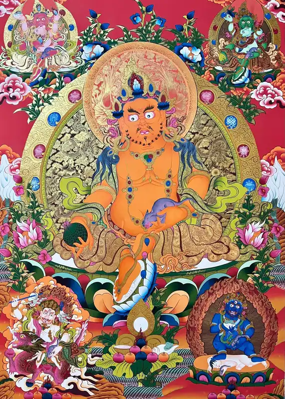 Art bouddhiste de la Thangka de Pancha Jambhala