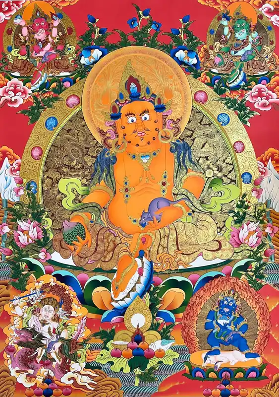 Art traditionnel de Thangka de Pancha Jambhala