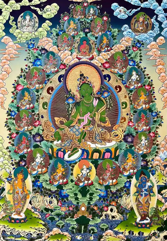 Peinture artisanale de Green Tara