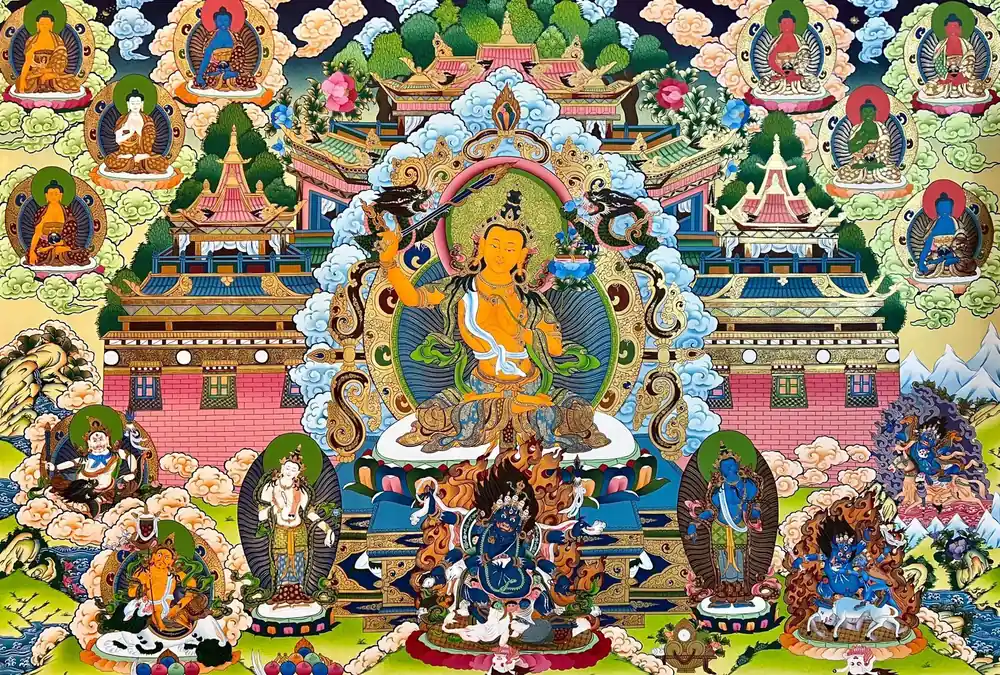 Art tibétain de la Thangka de Manjushri