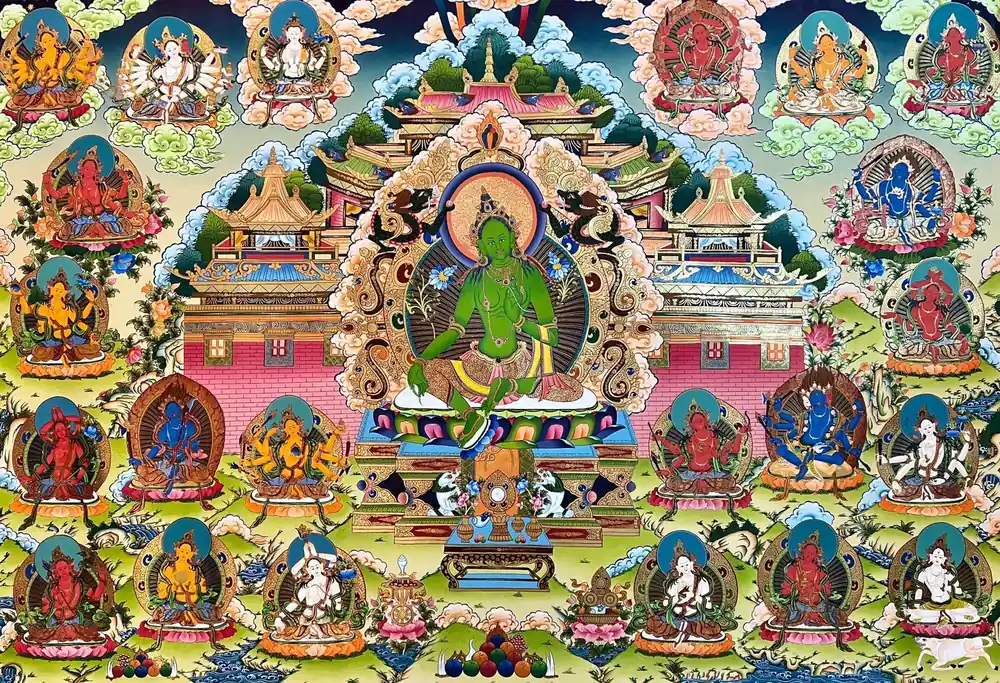 Thangka tibétain des 21 Taras