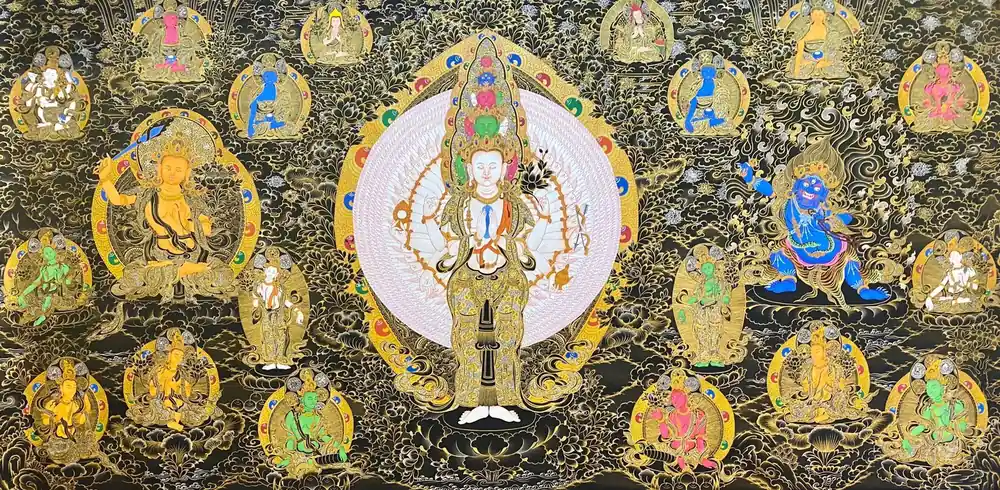 Art tibétain de Sahasrabhuja Avalokiteshvara