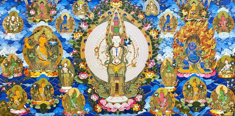 Art tibétain de la thangka de Sahasrabhuja Avalokiteshvara
