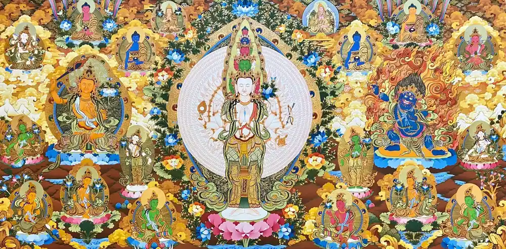 Art thangka bouddhiste de Sahasrabhuja Avalokiteshvara