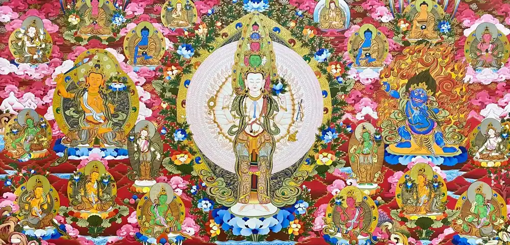 Art Thangka du Rituel de Sahasrabhuja Avalokiteshvara