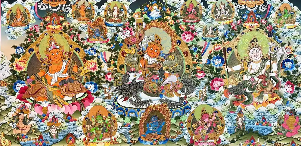 Peinture artisanale de l’art de Jambhala jaune