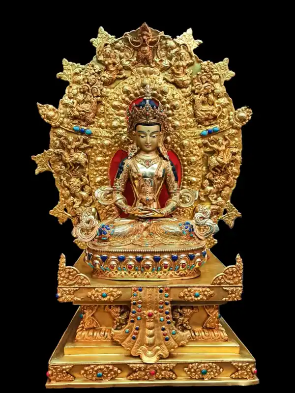 Statue d’Amitayus dorée à l’or 24 carats