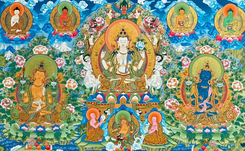 Peinture de Chenrezig du Népal